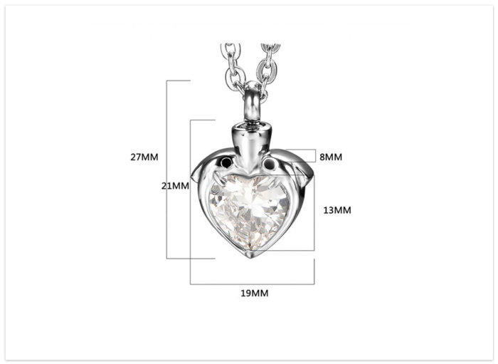 Aromatický prívesok srdce s kryštálmi kremačný 2